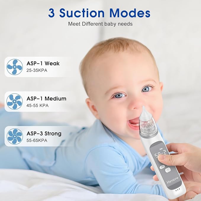 Electric Nasal Aspirator for Baby - Baby Nose Sucker, Snot Booger Mucus Remover for Baby Toddler Infant Newborn Kid 3 Suction