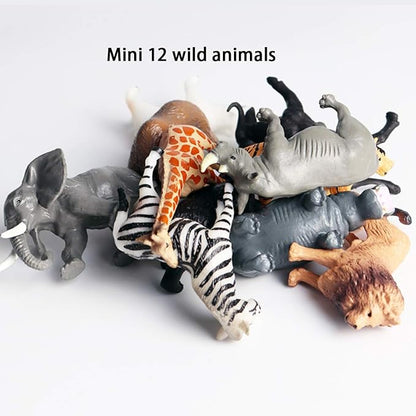 Mini Wild Animal Toys, Forest Animal Dolls (12 Pieces)