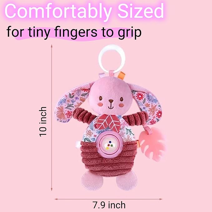 Crib Toys Hanging Baby Stroller Car Seat Toy for Infants 0-3-4-5-6 Months, Newborn Baby Girl Boy Shower Gifts, Sensory Toys with Rattle, Crinkle, Squeaky, Teethers for Babies 6-12 Months