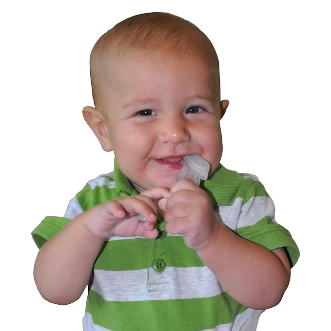 Brilliant Oral Care Baby?Ös First Toothbrush, Smooth Silicone Bristles Gently Clean Tender Teeth and Gums 4+ Months, 1 Pack