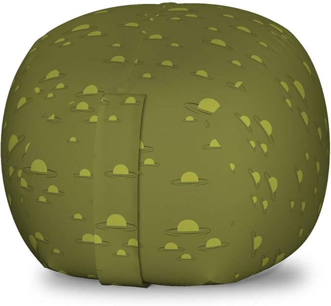 Lunarable Moss Green Storage Toy Bag Chair, Swamp Pattern with Bubbles Nature Eco Theme Environment Forest Monochrome, Stuffed Animal Organizer Washable Bag, Small Size, Pale Green