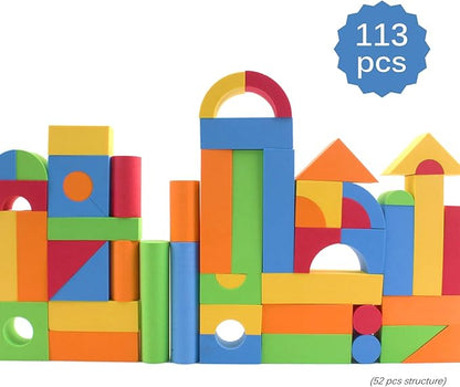 113 Piece Large Foam Building Blocks with Different Shapes and