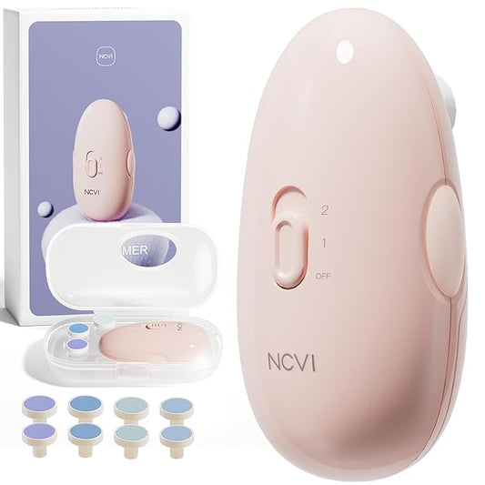 NCVI Baby Nail Trimmer Electric, Baby Nail File, Safe Baby Nail Clippers, Trim and Polish Set for Newborn Baby Infant Toddler Kids, Fingernails Care, Grooming & Manicure kit, 8 Grinding Heads, Pink