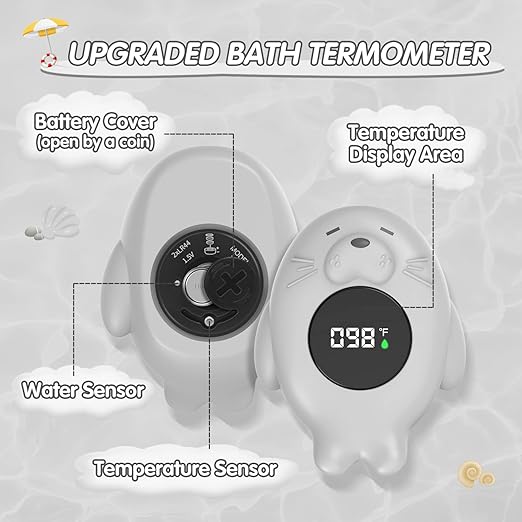 Baby Bath Thermometer Safety, Waterproof Bath Thermometer with Temperature Warning
