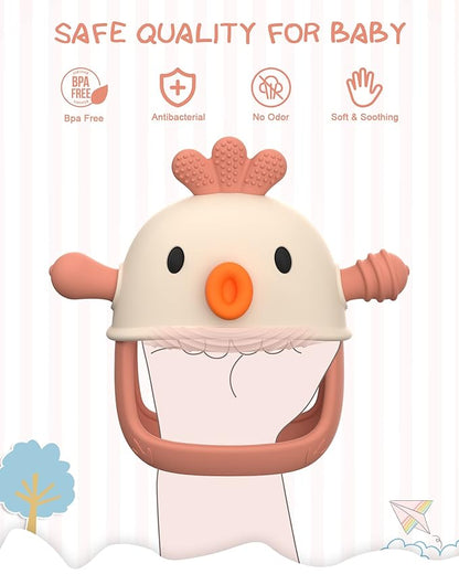 Baby Teething Toy Silicone Teething Mitten for Baby Over 3 Months, Anti-Drop Silicone Baby Teether