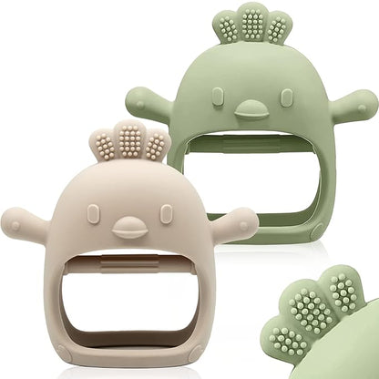 2 Packs Baby Teething Toy for 0-6 6-12 Months, Food Grade Silicone Teething Mitten