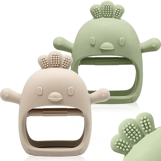 2 Packs Baby Teething Toy for 0-6 6-12 Months, Food Grade Silicone Teething Mitten