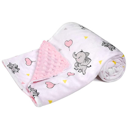 DaysU Silky Micro Soft Plush Baby Blankets for Girls with Print Animal Pattern and Soothing Raised Dots, Double Layer Bed Throws for Baby Crib 30x40 Inches