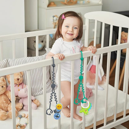 Baby Toy Straps - 1 Drag 2 Design for Toy Safety 3 Pack