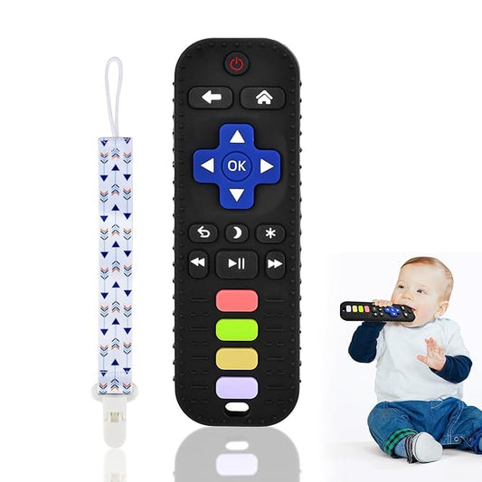 Baby Silicone Teething Toys, Simulation TV Remote Control Shape Teether Toys for Toddlers 3-18 Months