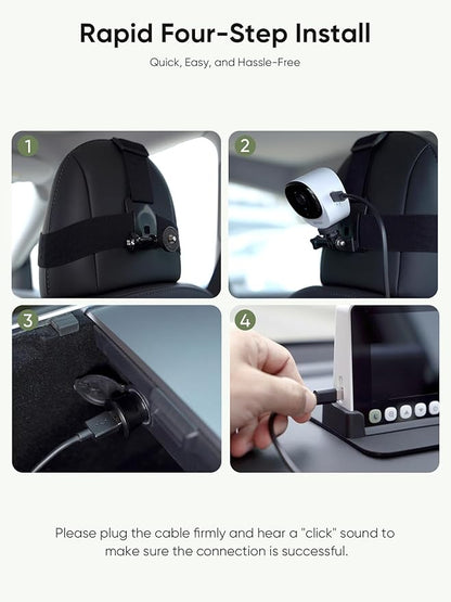 bonoch 5" 1440P Baby Car Camera for 2 Kids - 360° Rotating Adjustable Wide View Dual Cameras, Split Screen Night Vision Baby Monitor, Easy Install Rear Facing Backseat Mirror, USB Powered with Charger