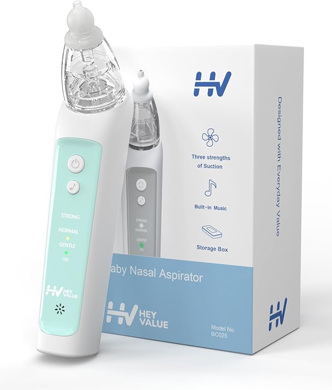 HEYVALUE Nasal Aspirator for Baby, Electric Baby Nose Sucker 3 Silicone