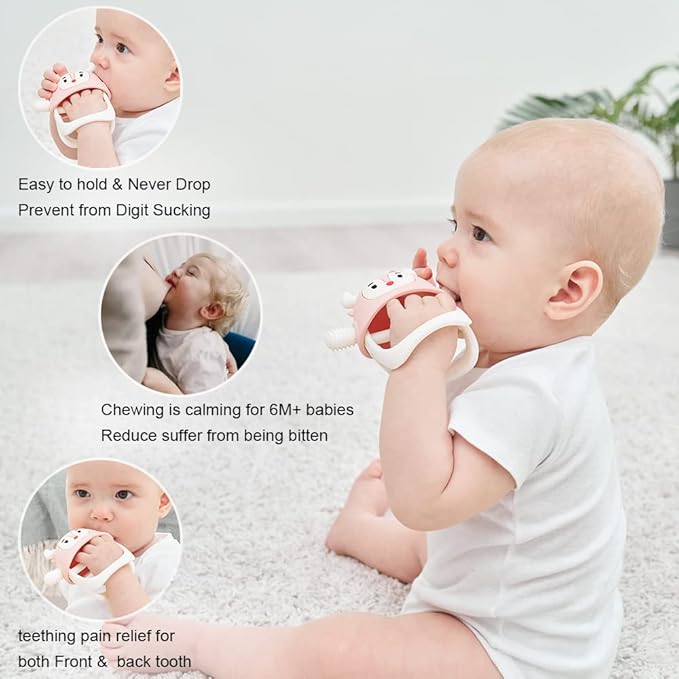Smily Mia Teething Toys/Teethers for Babies 6-12 Months, Reindeer Baby Chew Toy 3-6 Months for Teething Relief