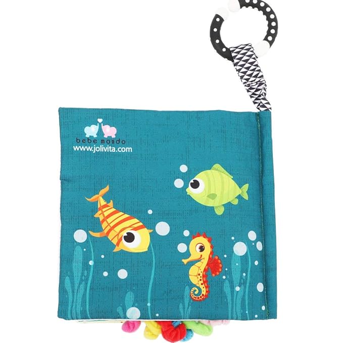 Fish Baby Books Toys, Touch and Feel Cloth Soft Crinkle Books for Babies