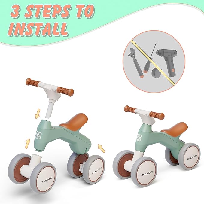 Maydolly Baby Balance Bike, Toddler Balance Bike for 1 Year Old Boys Girls 4 Wheels 10-36 Month