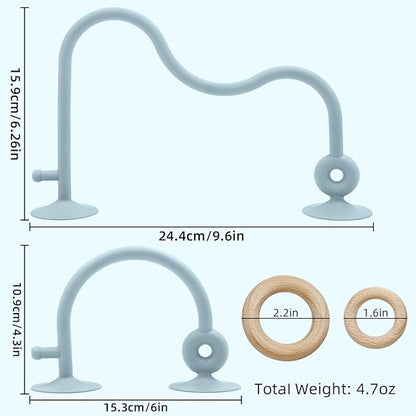 Baby Sensory Teething Chew High Chair Suction Toys for Infant Toddlers 6 12 18 24 Months, Food Grade Silicone Teether with Oak Loop Montessori Educational Parent-Child Baby Bath Toy (Blue)