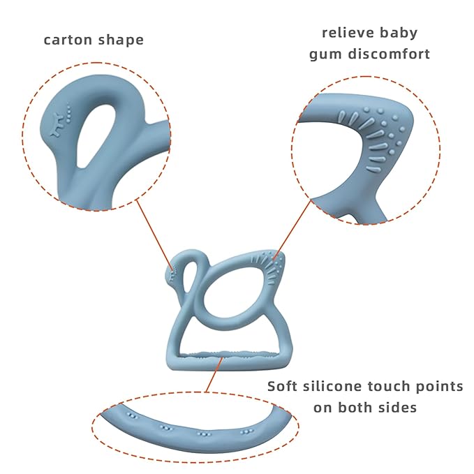 Baby Teething Toy, BPA Free Silicone Swan Shape Teether for Babies 6 Month+ 1 (Light