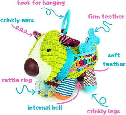 Maple Toys - 5-in-1 Multi-Sensory Plush Toy with Teethers, Rattles
