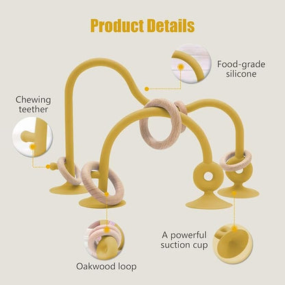 High Chair Toys with Suction Cups For Infant Toddlers Silicone 0-6 M+ 6 to 12 Months(Brownish