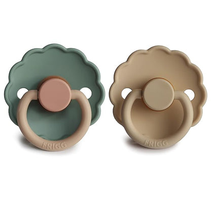 FRIGG Daisy Natural Rubber Baby Pacifier | Made in Denmark 0-6 Months) 2-Pack