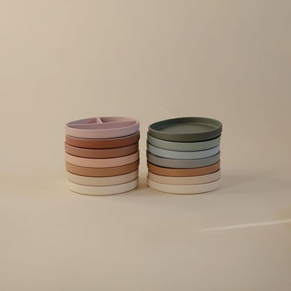 mushie Classic Silicone Suction Plate | BPA-Free Non-Slip Design (Stone)