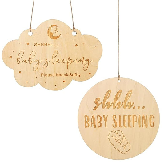 2pcs Baby Sleeping Sign, Different Shape Baby Sleeping Door Sign