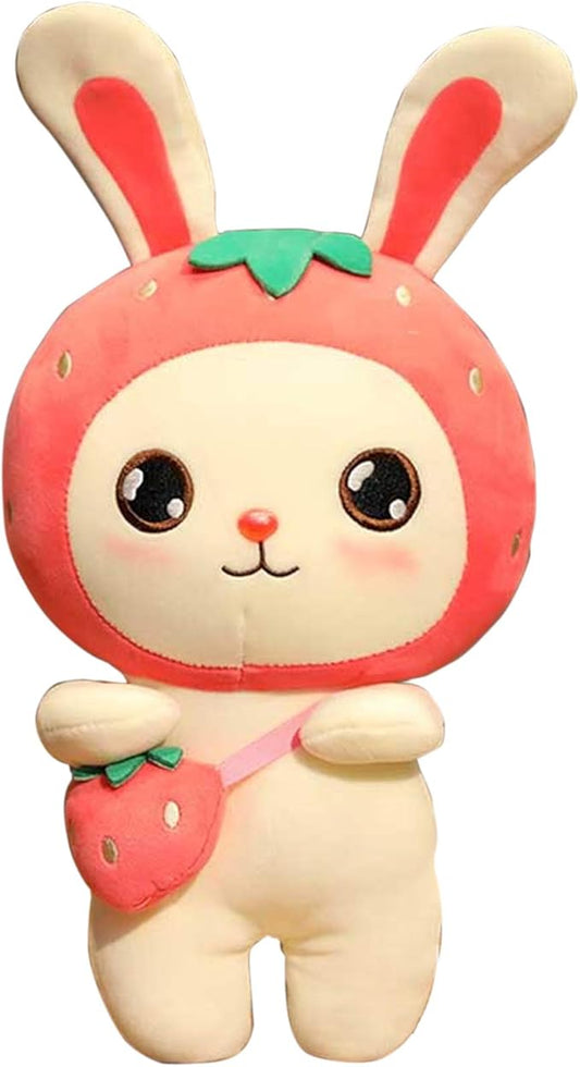 Cute Fruit Bunny Doll Strawberry Rabbit Doll Soft Cushion Pillow Plush Toy Animal Doll Creative Toy for Kids, Pink
