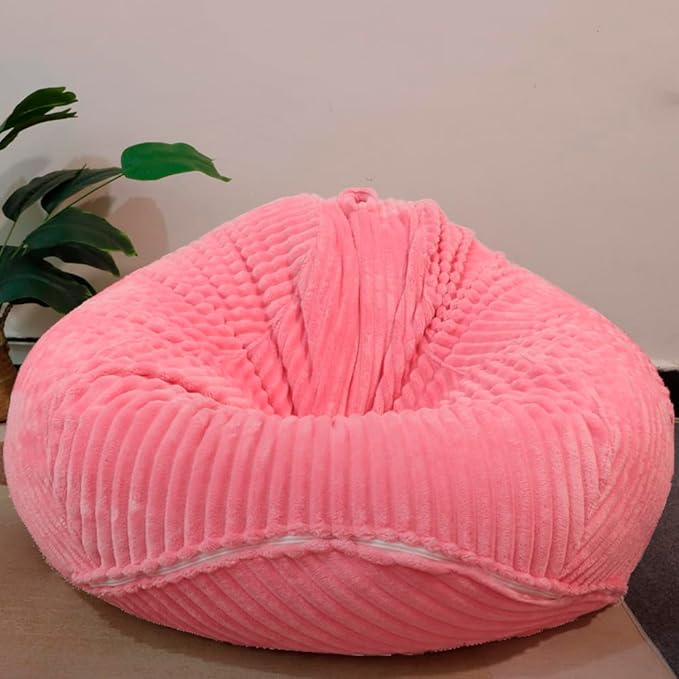 Soft Bean Bag Chair Cover No Filler Sofa Cover Storage Bean Bag Cover Organizing Children Plush Toys (Pink, X-Large)