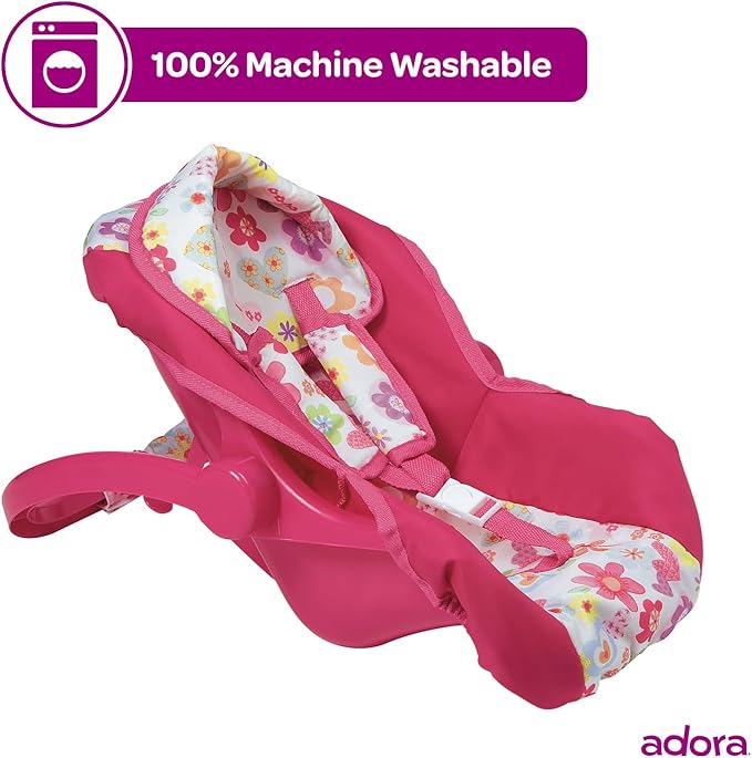 Adora Baby Doll Car Seat with Removable Seat Cover - Machine Washable, Fits Most Dolls & Plush Animals Up To 20” 2+ -