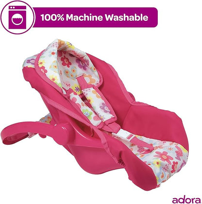 Adora Baby Doll Car Seat with Removable Seat Cover - Machine Washable, Fits Most Dolls & Plush Animals Up To 20” 2+ -