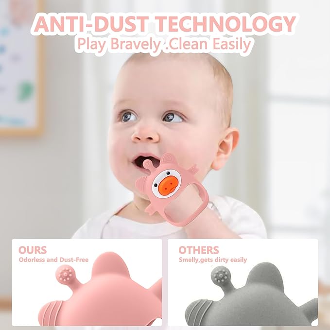 2 Packs Pig Baby Teether,Teething Toys for Babies 0-6 Months