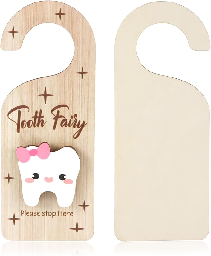Tooth Door Hanger, Wooden 3D Lost Tooth Keepsake Box