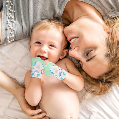 2Pack Silicone Teething Mitt, Soothing Infant Teething Mitten Pain Relief 0-12 Months