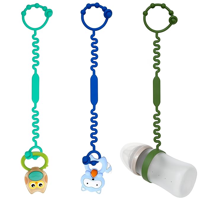 Toy Safety Straps, Pacifier Holder Clip with Self-Adjusting Bayonet