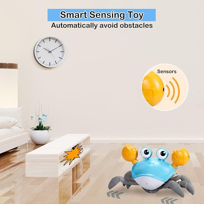 Crawling Crab Baby Toy-Gifts Infant Tummy Time Toys Build in 0-6 6-12 1-3 4+