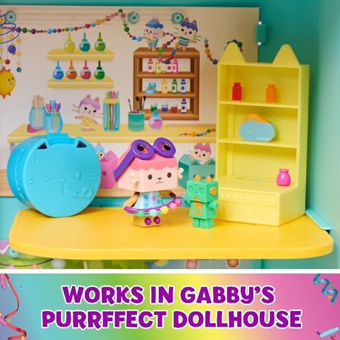 Gabby's Dollhouse, Celebration Series Baby Box Cat Bobble Figure with Dollhouse Furniture and Accessories 3 and