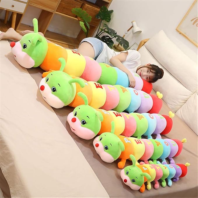 Multicolor Caterpillar Stuffed Animal Big Hugging Pillow Cute Plush Soft Pillow Doll,Giant Plush Toy (59inch/150cm)