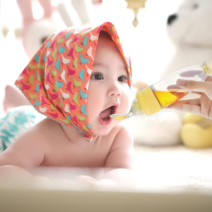 2 Pieces Silicone Baby Spoons Baby Feeding Spoon with Standing Base for Infant 0-24 Months Dispensing and Feeding (Yellow)