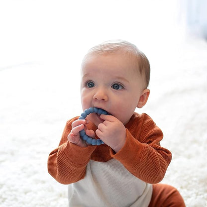 Dr. Brown’s Flexees Beaded Teether Rings and Bunny Teether, 100% Silicone 4-Pack, Blue, 3m+