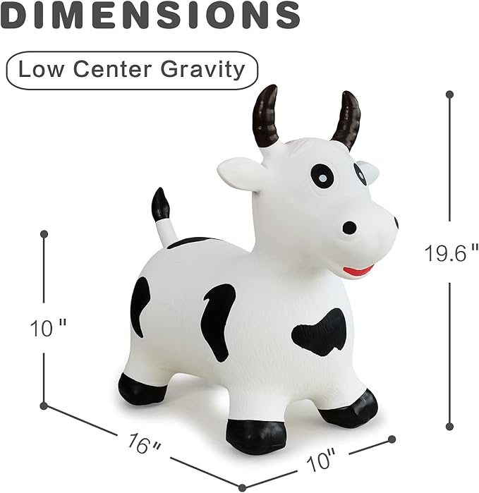 HotMax Bouncy Cow Hopping Horse Toys, Inflatable Bouncing Animal Hopper for Toddlers or Kids 2 3 4 Year