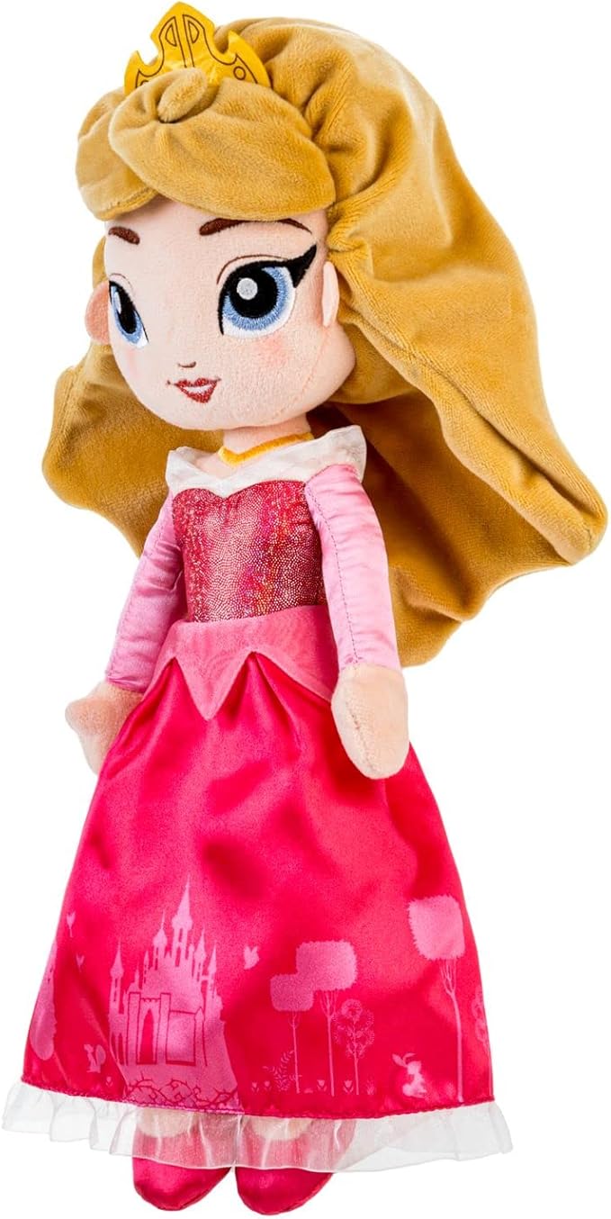 Disney Store Official Princess Plush Doll (Aurora from Sleeping Beauty) Medium 14 Inches, Princess Dolls with Embroidered Features