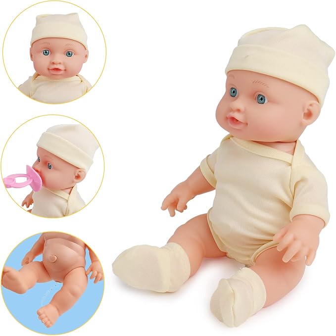 deAO Baby Doll Set Play Set includes Miniature Crib,Mobile High Chair Stroller 12PCS Baby 3+ Years