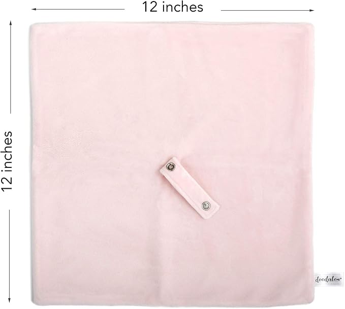 Ultra Soft Cotton Minky Velboa Baby Blanket with Snap Closure for Pacifier or Teether, Machine Washable 12 inch 12 inch