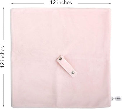 Ultra Soft Cotton Minky Velboa Baby Blanket with Snap Closure for Pacifier or Teether, Machine Washable 12 inch 12 inch