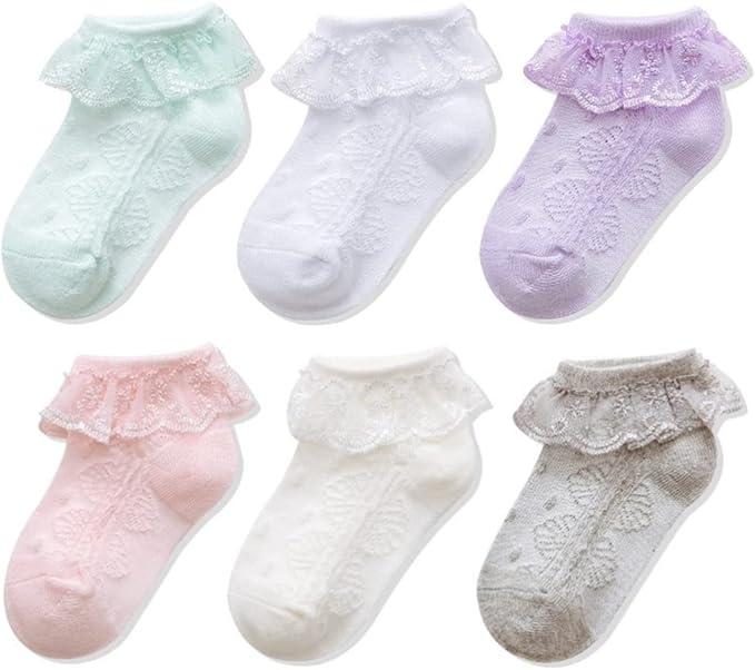 QandSweet Baby Girls' Eyelet Flower Socks Ankle Sock for Newborn