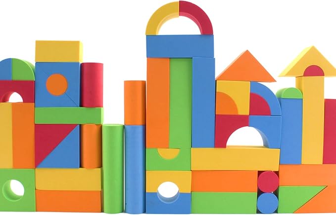 113 Piece Large Foam Building Blocks with Different Shapes and