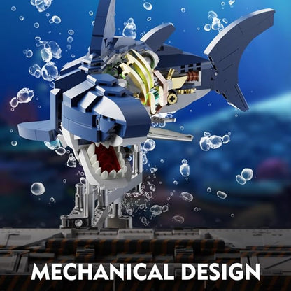 RiceBlock Shark Animal Building Block Set, A Gift for Compatible with Lego Sets for Boys 8-14, Sea Creatures Marine Animal Building Blocks Toys Crossing Ocean Lovers, 687 Pieces