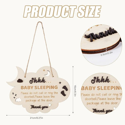Baby Sleeping Door Sign, 8.27x6.3in Wooden Baby Sleeping Hanging Sign