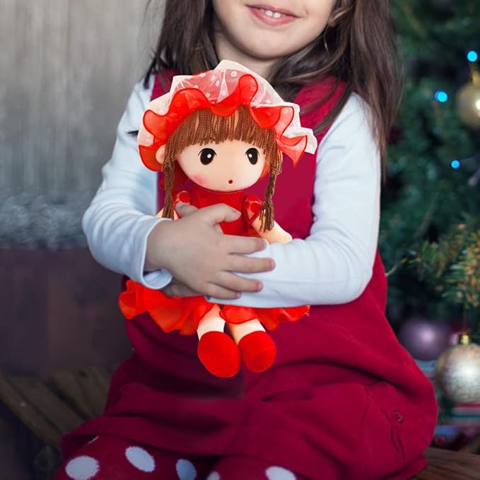 Plush Baby Doll Girl with Clothes, 17.7 Sweetheart Rag Doll Cozy Cuddle Soft Baby Doll for Kids Babies