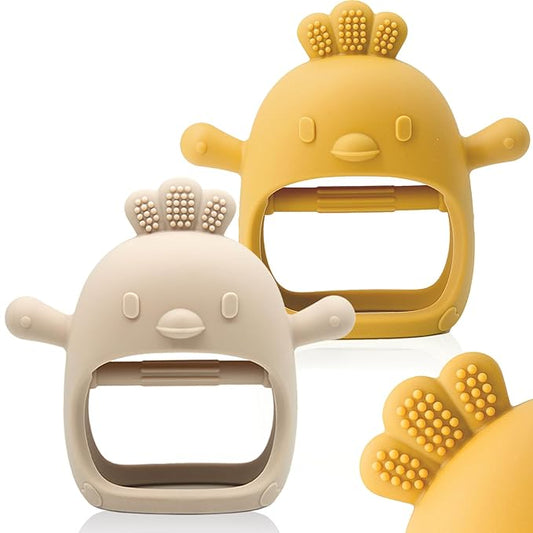 2 Packs Baby Teething Toy for 0-6 6-12 Months, Food Grade Silicone Teething Mitten
